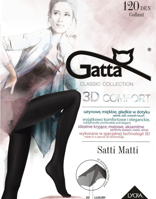 Безшевни чорапогащи в цвят графит LYCRA® 3D Satti Matti 120 DEN - Sabrina.bg
