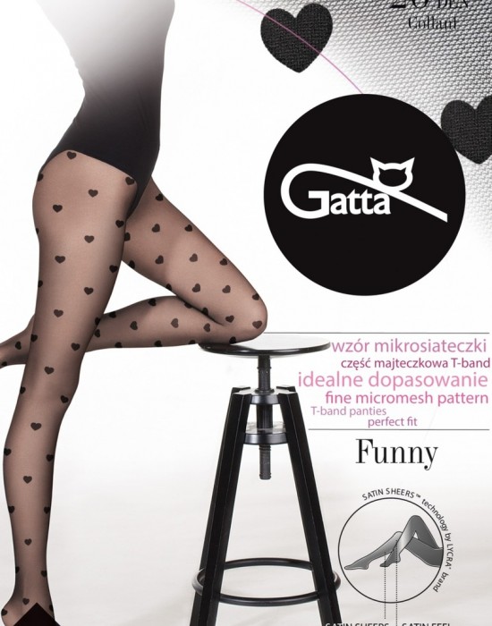Чорапогащи на сърца в черен цвят 20 DEN FUNNY -08 - Sabrina.bg