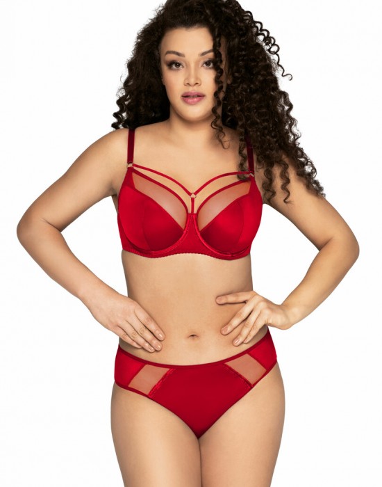 Бразилиани с тюл в червен цвят AV 1030/1/B - Sabrina.bg