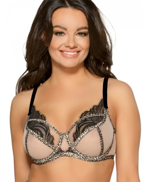 Сутиен с меки чашки в бежов цвят AV 2012 LEOPARD - Sabrina.bg