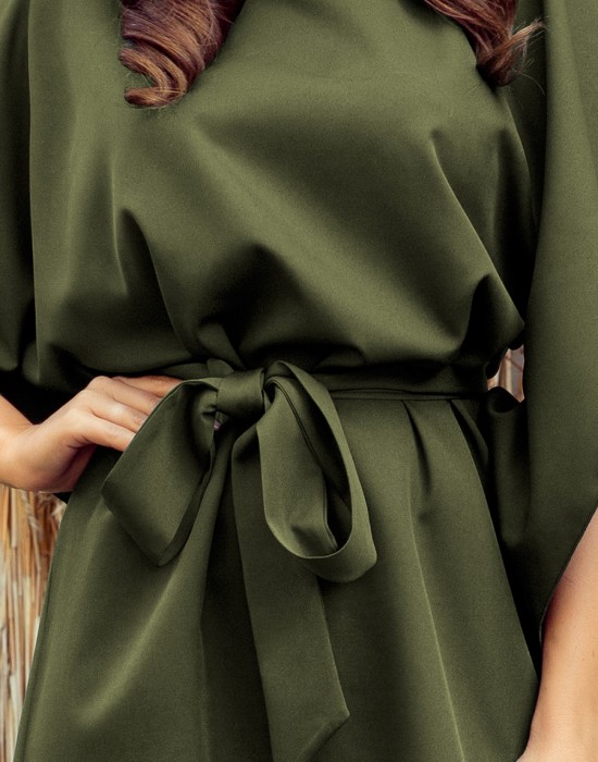 Широка рокля в цвят каки 287-13 - Sabrina.bg